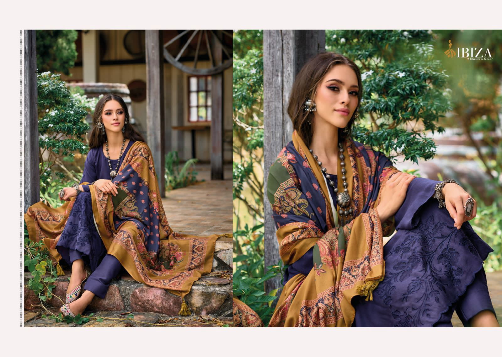 Ibiza Gulnaz Vol 2 Pashmina Printed Dress Material Collection
